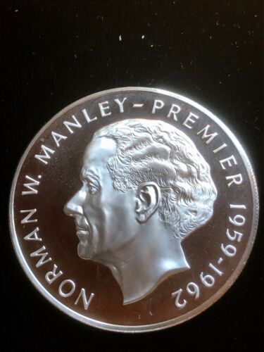 Jamaica 5 dollars Silver Proof Coin 1973 Norman W Manley Premier 1959-1962