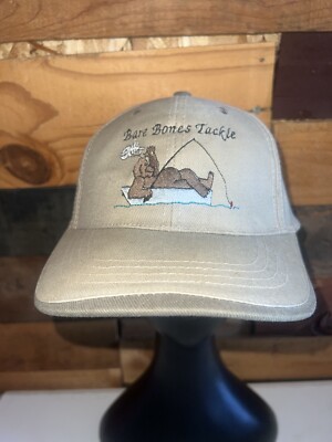 New Vintage Bare Bones Tackle Company Beige colored Adjustable Hat Cap Cobra tag