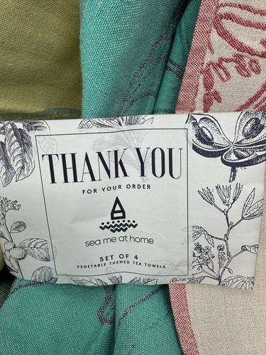 Set Of 4 Jacquard Vegetable-Themed Tea Towels Sea Me At Home. Absorbent Cotton