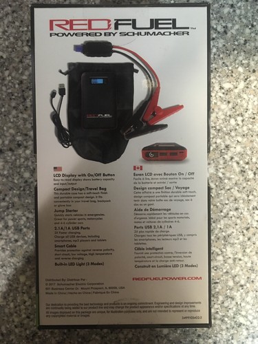 Schumacher Red Fuel SL65 Portable Jump Starter USB Power bank w/ LED light