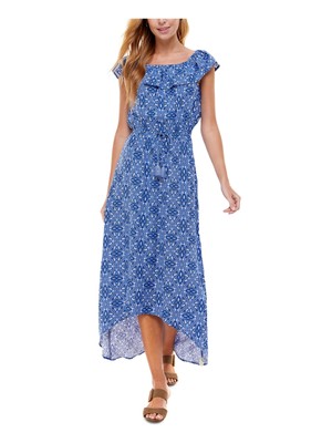 Женское макси-платье KINGSTON GREY с голубым галстуком и открытыми плечами S