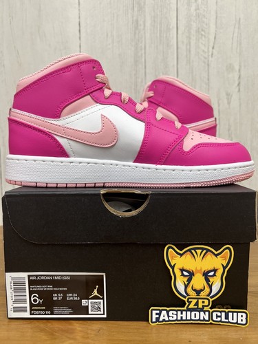 JORDAN AIR JORDAN 1 MID FIERCE PINK FD8780-116 GRADE SCHOOL SIZES