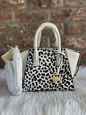 Michael Kors Avril XS Cream Cheetah Satchel Crossbody Bag Purse