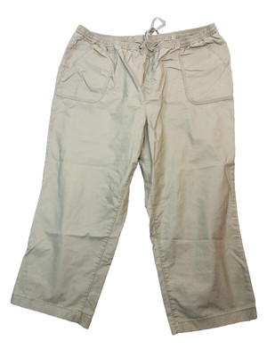 L.L.Bean Womens Size 18W Drawstring Classic Fit Sunwashed Canvas Crop Pants