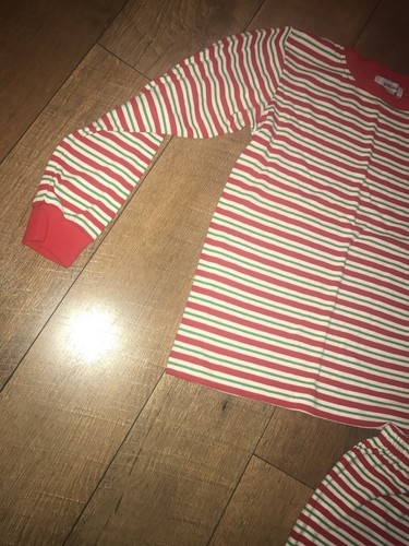 6 / 7 Christmas Pajama set pants shirt Red Green White Striped GABIANO