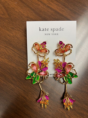 KATE SPADE PARADISE FLORAL LINEAL EARRINGS--  BRAND NEW