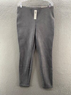 Chicos Pants Womens 2 US 12 Gray High Rise Vegan Faux Suede Leggings Stretch