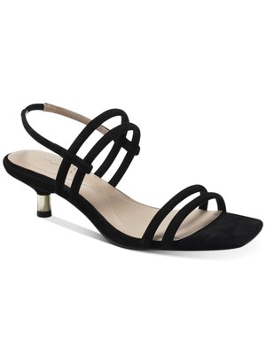 

ALFANI Женские черные кожаные сандалии Paulina Toe Kitten Heel без шнуровки с пяткой на пятке, 6 м, Черный, 10012714000
