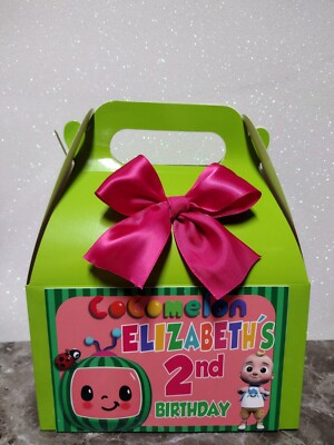 Cocomelon party favor treat box personalized Set of 12 birthday box, personaliza