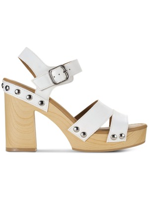 Женские босоножки SUN STONE Womens White на платформе 1 с закрытым носком и блочным каблуком Deleste, 11 М