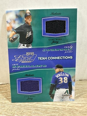 RANDY JOHNSON / CURT SCHILLING 2002 Playoff Piece of the Game Dual Relic /500 GW