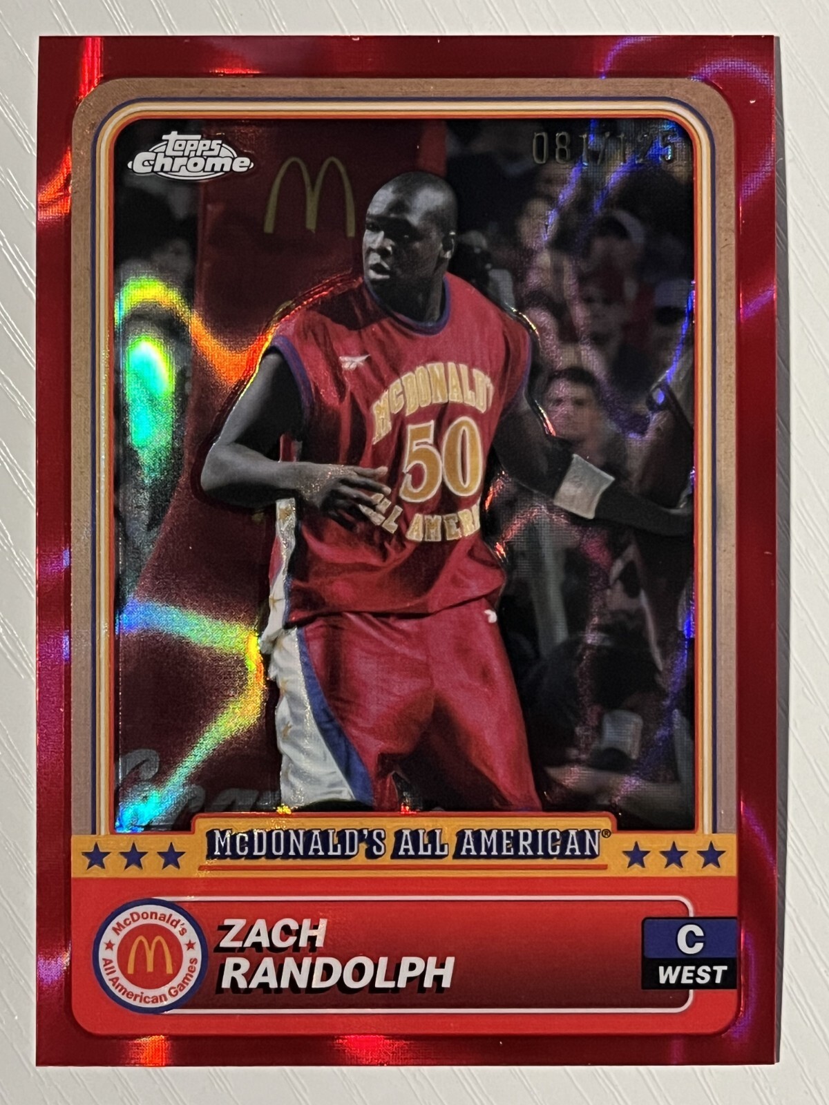 Zach Randolph 2024 Topps Chrome McDonald's AA Red Lava Refractor 081/125