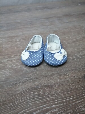 Doll Clothes 18'' Blue Dot White Bow Flats Shoe Style Fits American Girl Dolls