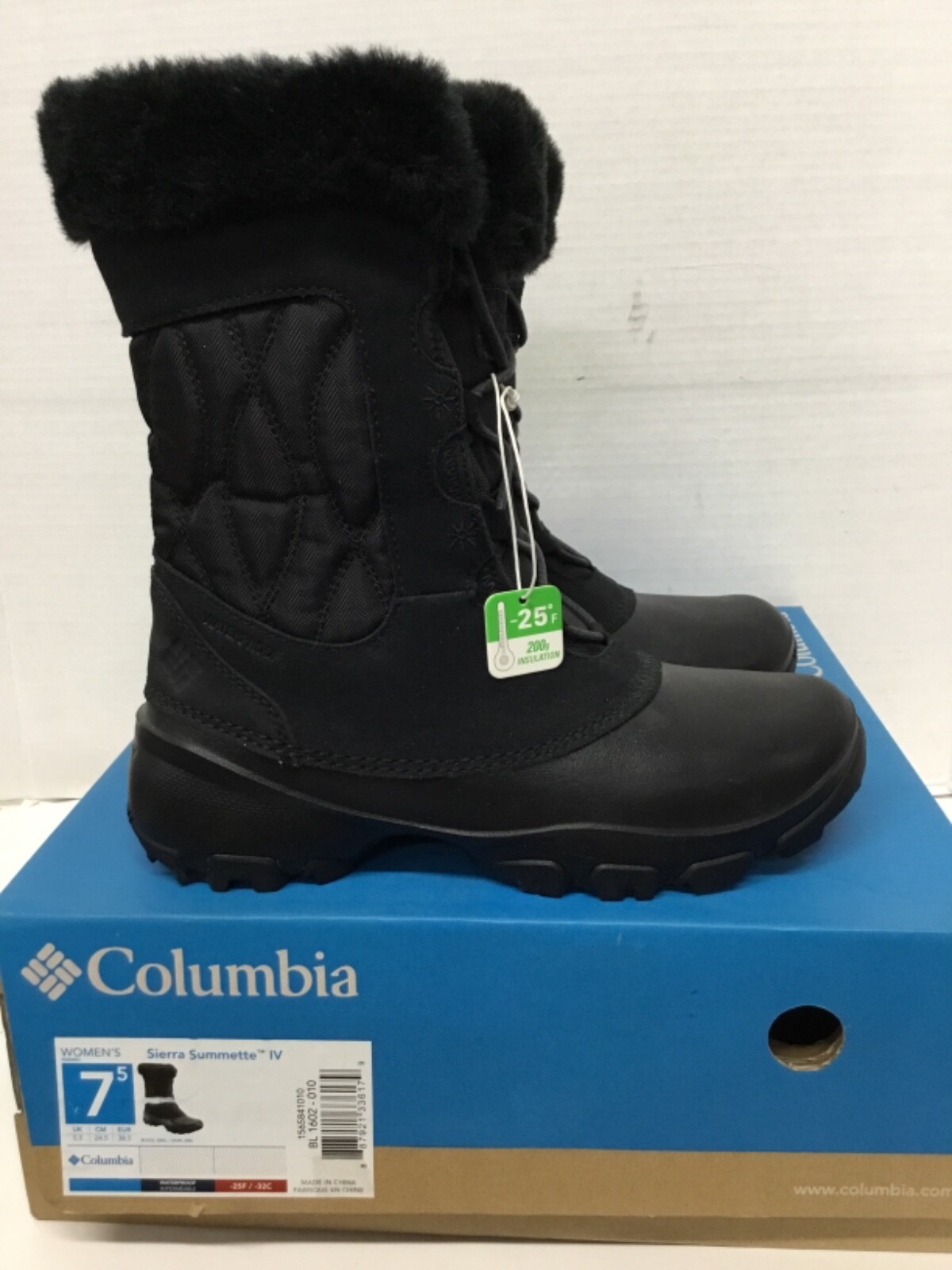 Columbia Sierra Summette IV Womens Winter Boot #1602-010 Size 7.5 Black |  eBay