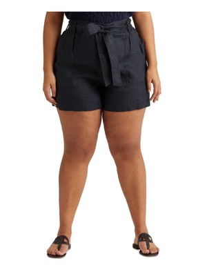 

RALPH LAUREN Женские темно-синие шорты с карманами на молнии и поясом с завязками Шорты Plus, Navy, 202862092003