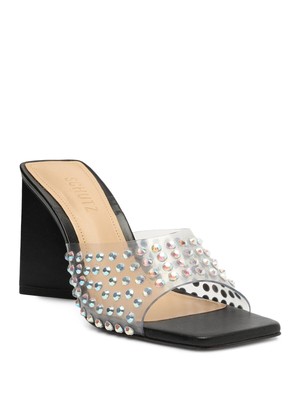 

SCHUTZ Женские черные прозрачные босоножки без каблука Lizah на скульптурном каблуке 8,5, Черный, S2126000140001