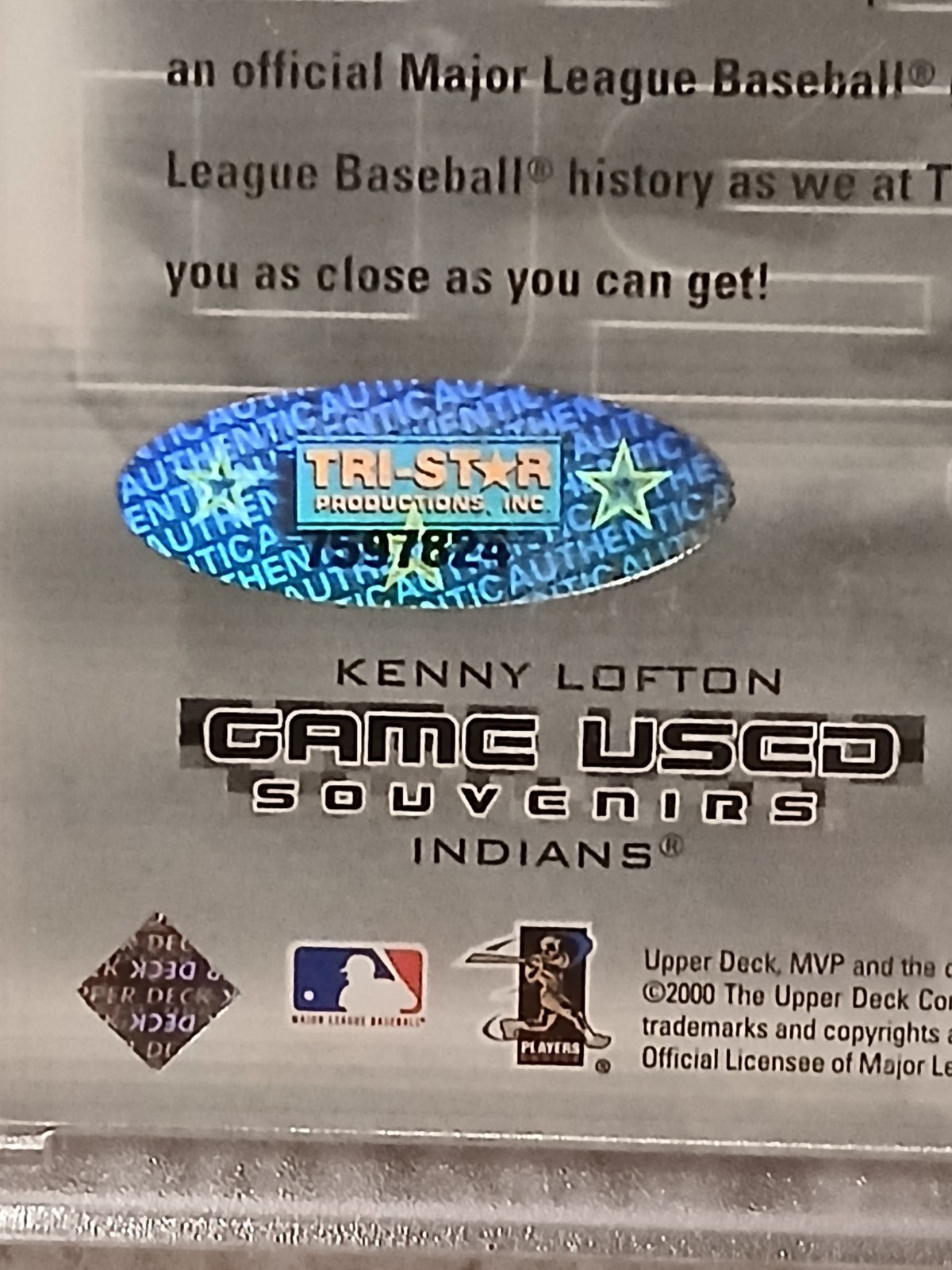 2000 UD MVP Autographed Game Used Souvenirs Glove Kenny Lofton Indians