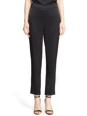 Женские черные брюки ST JOHN длиной до щиколотки на молнии для работы с высокой талией 14