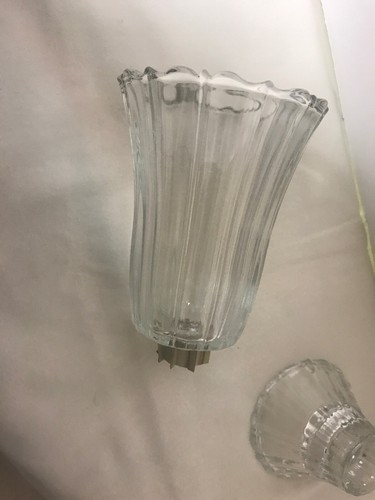 Home Interiors Homco Votive Cup Sconce Tall Candle Holder Clear Cut Glass 5 1/2”