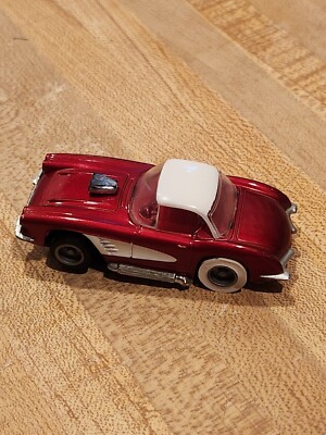 Vtg Tyco Curvehugger 1960 Corvette Red & White HO Scale Slot Car w/ Nice Chrome
