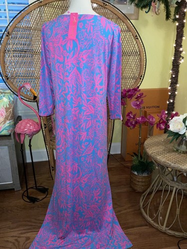 Pre-owned Lilly Pulitzer Morgann Maxi Aura Pink Leaf An Impression Size Xl In Multicolor