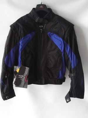 GIUBOTTO GIACCA MOTO SPYKE IN TESSUTO NERO/GRIGIO CON PROTEZIONI SPALLE E  GOMITI TG.S