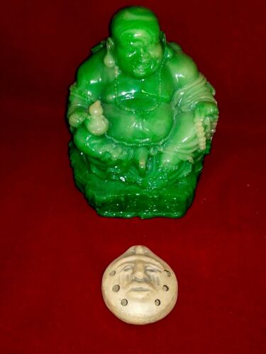 Vintage Round Clay Ocarina Flute Musical Instrument with Human Face Design 