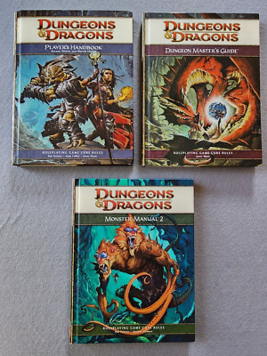 Dungeons & Dragons 4E Lot of 3 Books: Master's Guide, Monster Manual 2, Handbook