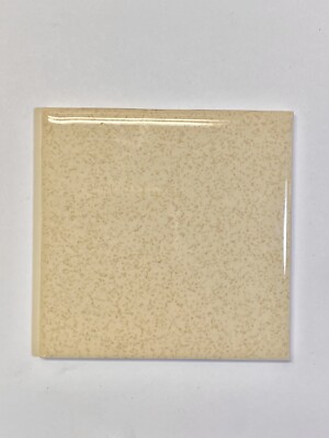 1ea Vintage Ceramic Wall Tile 4 1/4'' Beige Brown Specks Reclaimed Glossy 4x4 Tan