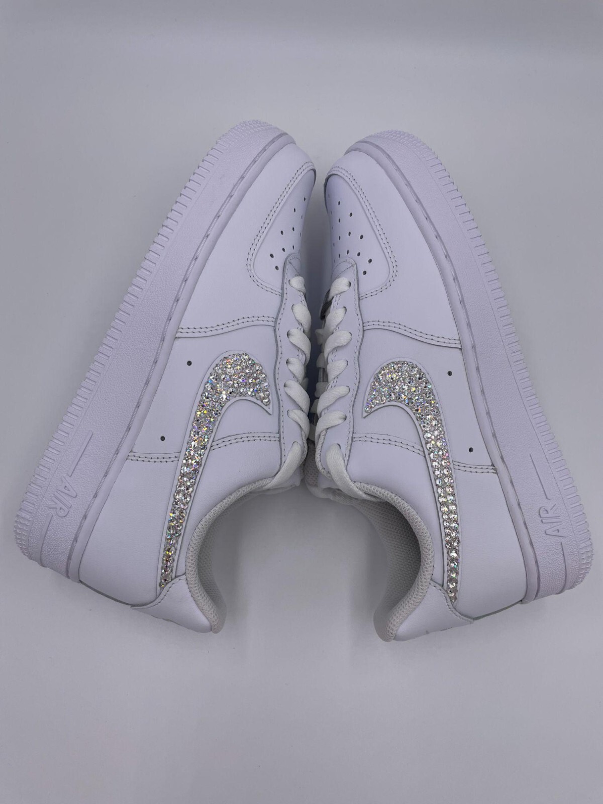 Pre-owned Swarovski Nike Air Force 1 '07 Shoes With  Crystal Bling Shoes In White