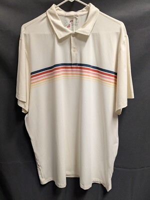 Marine Layer Weekend Sport Chest Stripe White Polo Shirt Men Size 2XL
