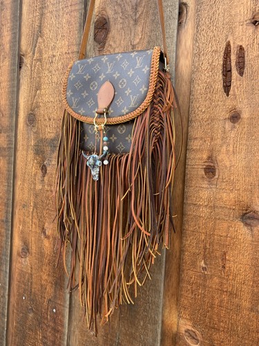 Authentic Louis Vuitton Monogram St Cloud With Leather Fringe Upcycled