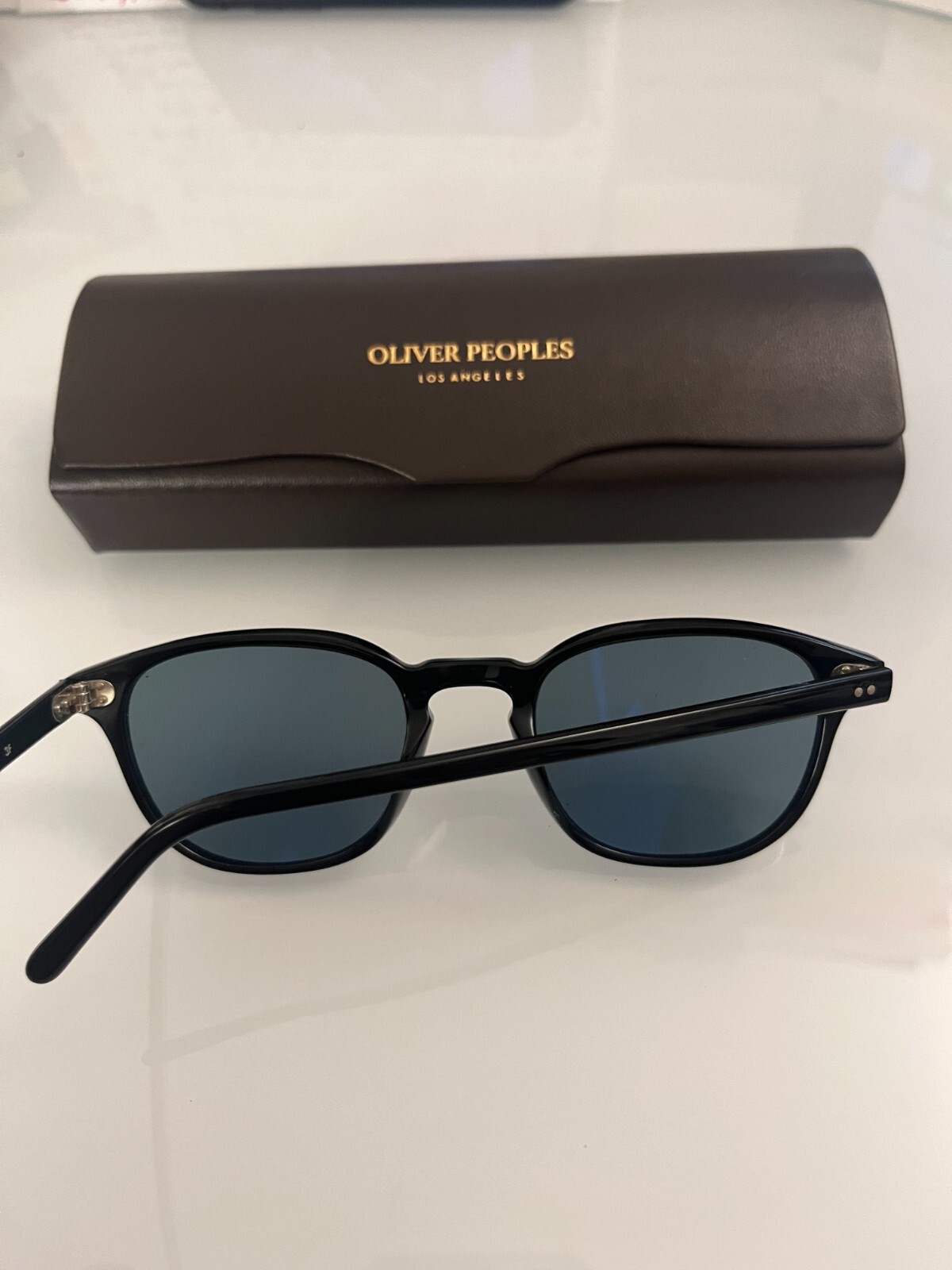 Pre-owned Oliver Peoples Fairmont 49mm Sun In Black Blue Photocromic Msrp$486