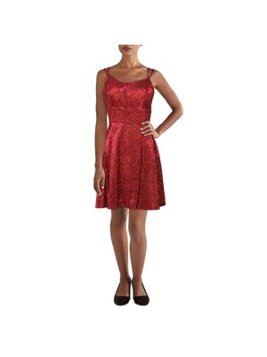 Женское красное короткое платье-спагетти на бретельках со шнуровкой сзади от MORGAN & CO 7