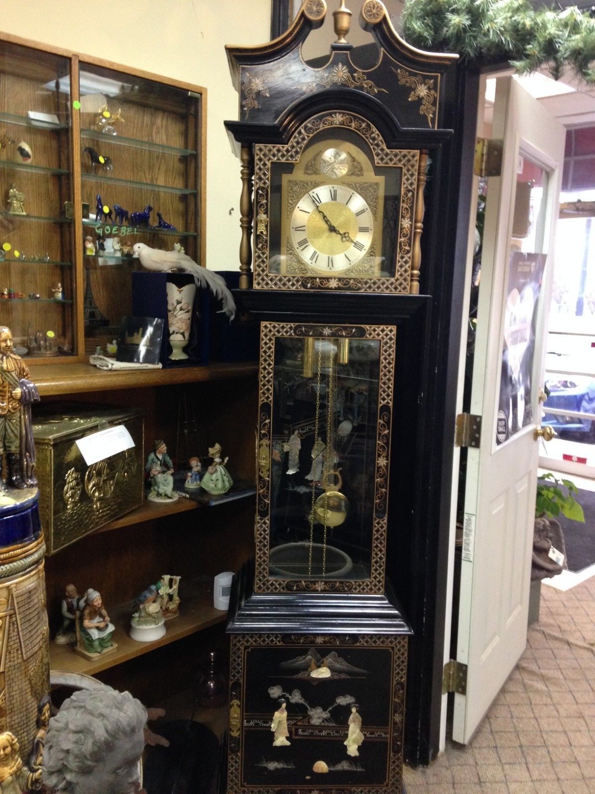 RARE Pearl  Grandfather Clock solid Wood w Mother-of-Pearl inlays/ Overlays