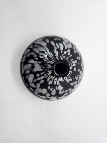 Murano Black and White Speckled  SwerlArt Glass Perfume Bottle & Stopper