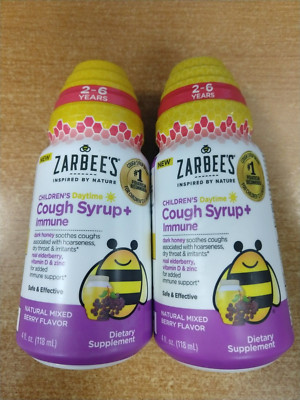 2 Pk: ZARBEE'S Kids Daytime Cough Syrup +Immune  EXP 12/24  E13B
