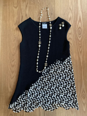 Original CHANEL Designer Bluse Top Gr. 36 FR 38 schwarz weiß Einmalig