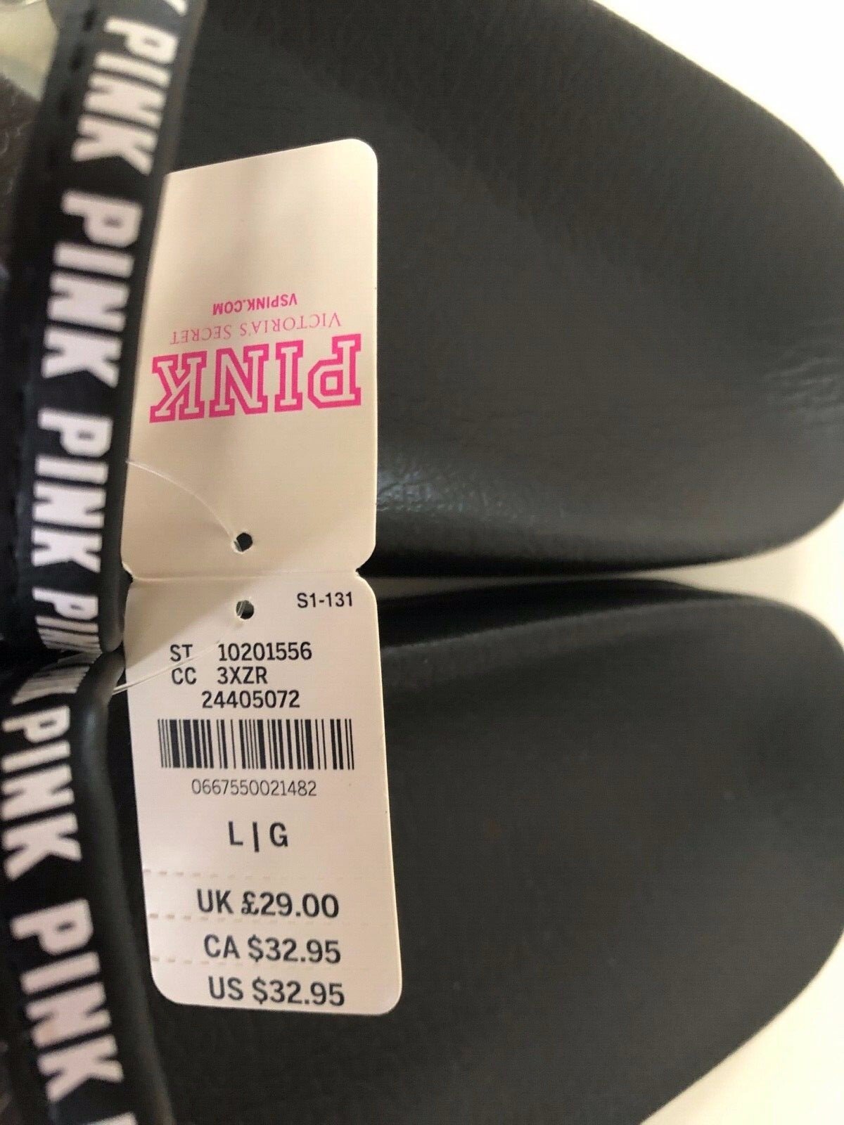 Victorias Secret Pink Clear Embossed Logo Slide Sandals- Large (9-10) NWT