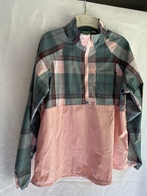 LL Bean Everyday Sunsmart Woven Shirt Women s Sz L Blush Multi Plaid Long SLV