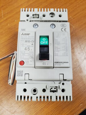   NEW MITSUBISHI ELECTRIC 45 AMP CIRCUIT BREAKER W/ AUX. 480 VAC 3 POLE NF63-CV