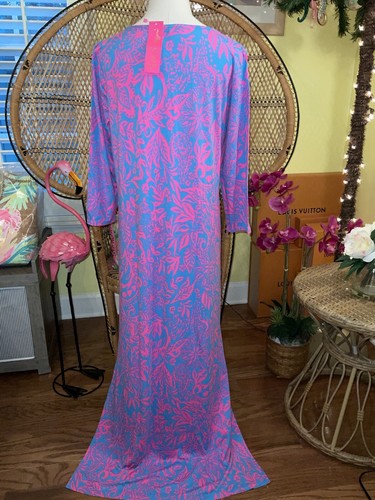 Pre-owned Lilly Pulitzer Morgann Maxi Aura Pink Leaf An Impression Size Xl In Multicolor