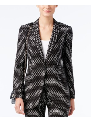 Черный женский блейзер с геометрическим рисунком ANNE KLEIN Wear To Work Jacket 2