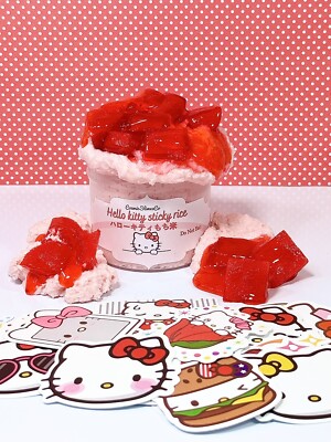 Hello kitty Sticky Rice Snow Fizz Slime ~Jelly Cubes ~ Stretchy~Slime Shops~ASMR