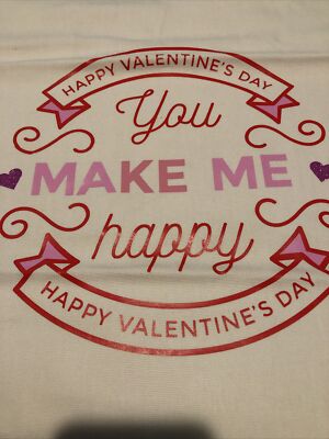 Throw Pillow Cover Valentine s Day 20x20  Light Pink Red You Make Me Happy Handm