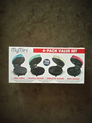 My Mini Waffle, Grill, Donut & Omelette Maker 4 Pack Value Set, New MyMini