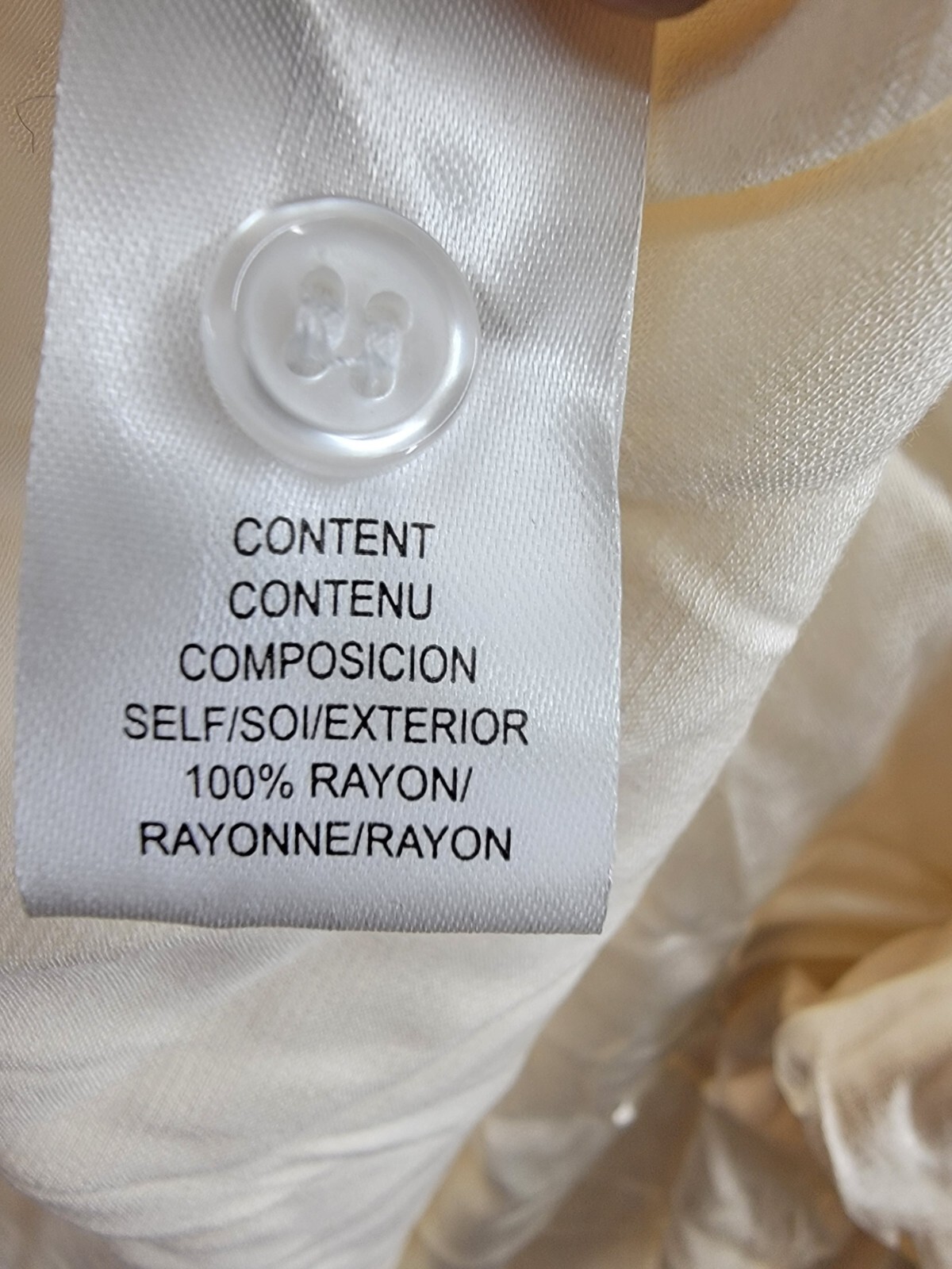 WAYF Fynn Satin Button Front Blouse Women's L Cream Patch Pocket Long Sleeve - Picture 16 of 19