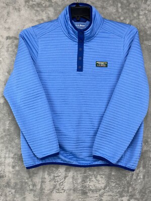 LL Bean Blue Pullover Jacket Women's Large Snap T Outdoors Casual Ribbed