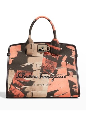 

SALVATORE FERRAGAMO Женская бежевая сумка-тоут с короткими ручками и ремешком на ножках, Бежевый, 754780