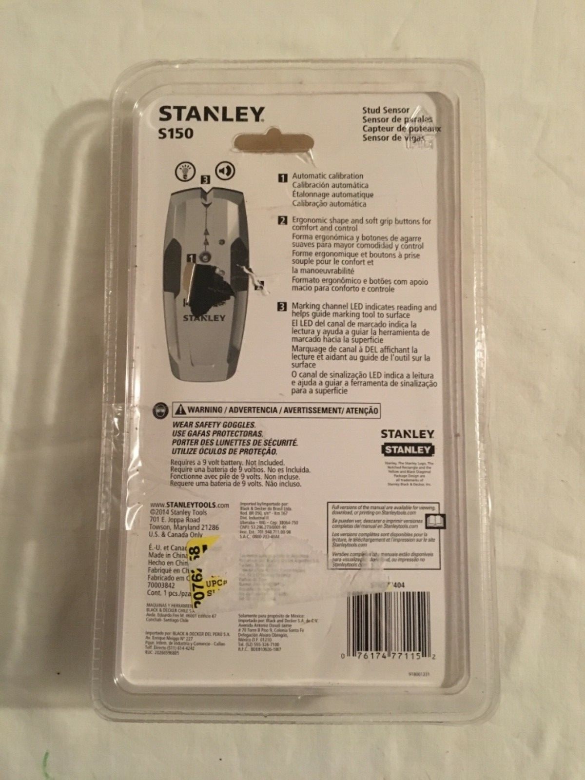 Stanley Stud Sensor S150, 1 1/2